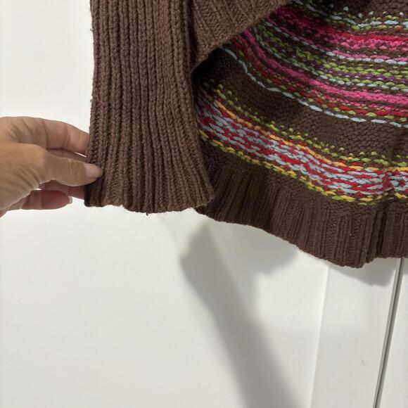 Hanna Anderson Lady’s Sweater Boho Hippy Y2K Heavy Brown With Pastels - Picture 6 of 9